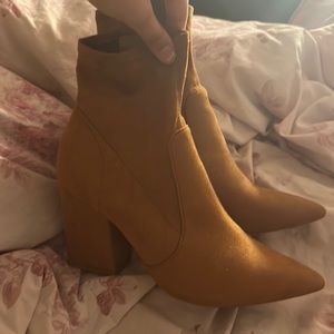Lightly worn suede brown booties